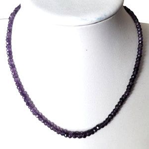 New Purple African Amethyst Bead Faceted Necklace 75cttw 18" 2"